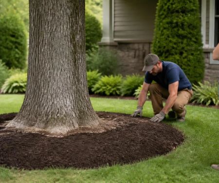 Mulch Near Trees: Set Depth and Keep Trunks Clear