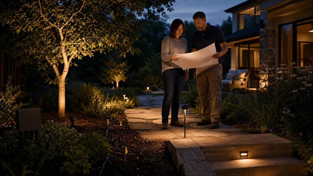 Landscape Lighting Plan: Map Fixtures, Glare, and Access