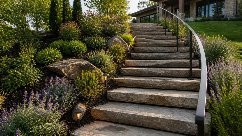Garden Steps on a Slope: Rise, Drainage, and Handrails