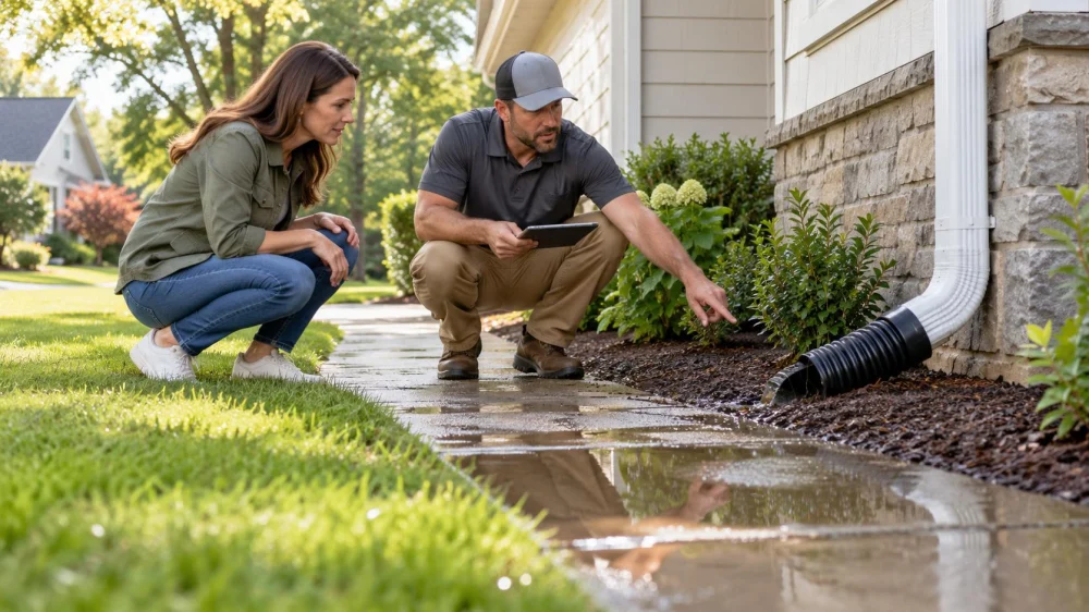 Landscape Drainage Walk: Slopes, Puddles, and Downspouts