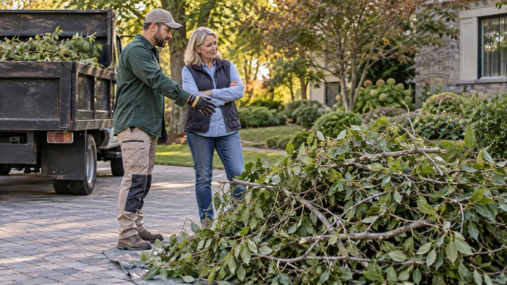 Pruning Debris Handoff: Piles, Hauling, and Final Check